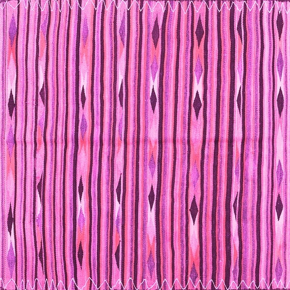 Ahgly Company Indoor Square Oriental Pink Traditional Area Rugs, 6' Square