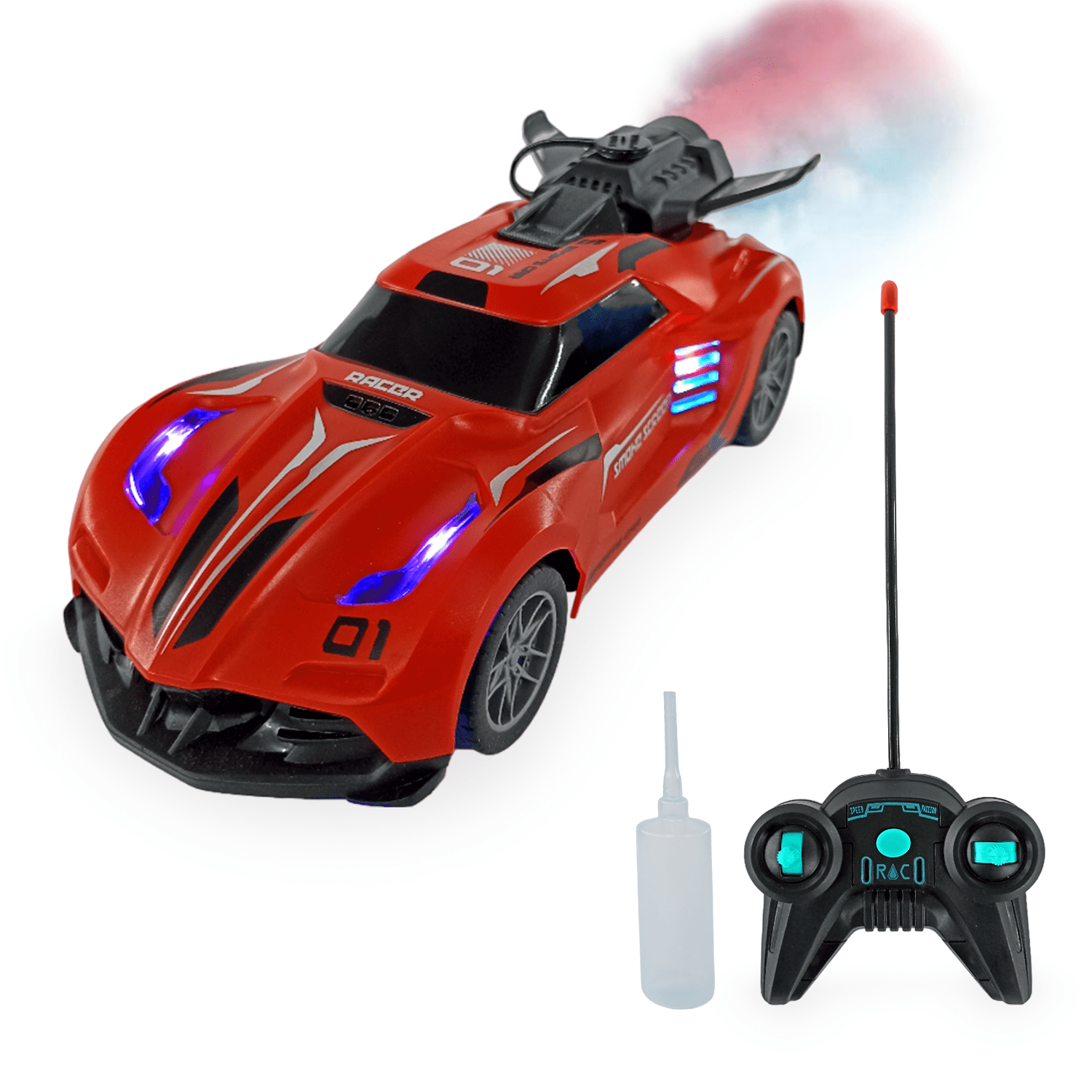 Juguete Carro de Control Remoto con Dispensador de Vapor Radio Control con Humo rojo Mediano Walmart en linea