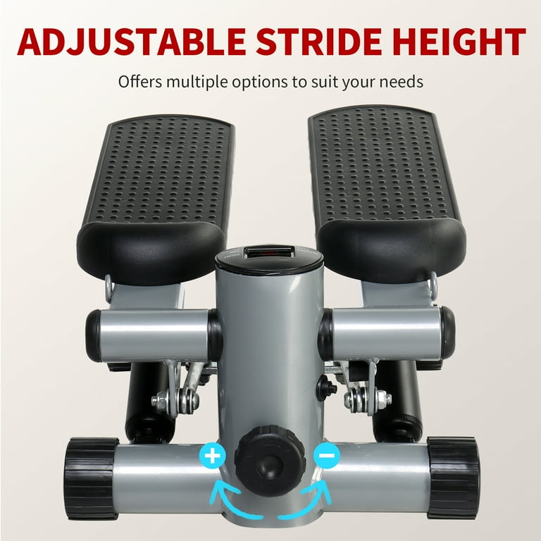 Zimtown Air Climber Aerobic Mini Stair Stepper Fitness Step Under Desk Exercise Machine with Resistance Bands for Home Gym