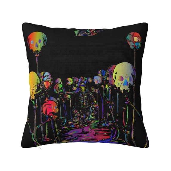 ZICANCN Skulls Death Man Blindfold Decorative Throw Pillow Covers , Couch Sofa Decorative Knit Pillow Covers for Living Room Farmhouse 22"x22"