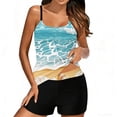 thumbnail image 2 of ClodeEU Women's Printed Round Neck Backless Bikini Set with Built in Pads ,Two-Piece Swimsuit Light Blue^,Womens Plus XXL, 2 of 8