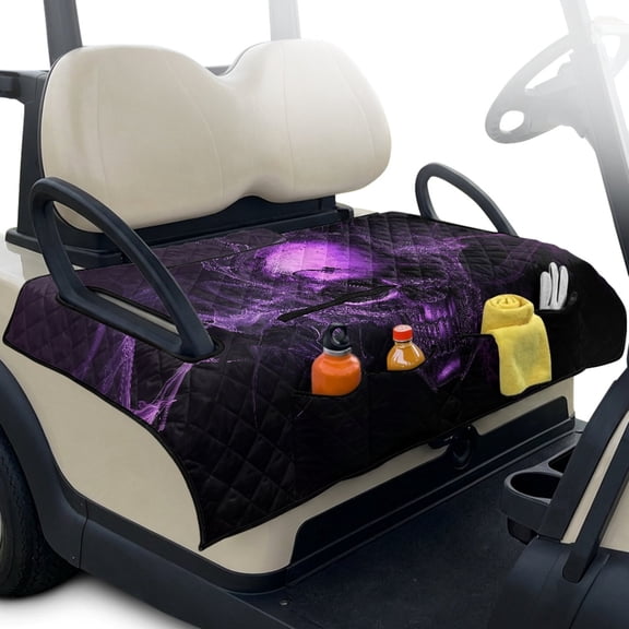 LedBack Skull Print Golf Cart Seat Towel Covers Sweat Absorption Golf Cart Blanket Seat Covers with 4 Front Pockets, 30 x 51 Inches, Universal Fits, Travel-friendly