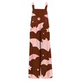 thumbnail image 5 of EANJE Halloween Overalls for Women, Sleeveless Spaghetti Strap Jumpsuit with Pockets, Print Wide Leg Baggy Romper, Adjustable Straps Fall Holiday Party Outfit Light Brown 3XL, 5 of 6