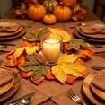 thumbnail image 1 of Corona de velas con forma de hoja de arce para Halloween, decoración de mesa de comedor de estilo europeo con velas – Centro de mesa de flores artificiales con portavelas festivo, 1 of 6