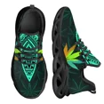 thumbnail image 1 of Zapatillas de plataforma con estampado 3D de hojas de marihuana verde para mujer, zapatos planos transpirables con cordones, calzado cómodo para mujer, 1 of 6