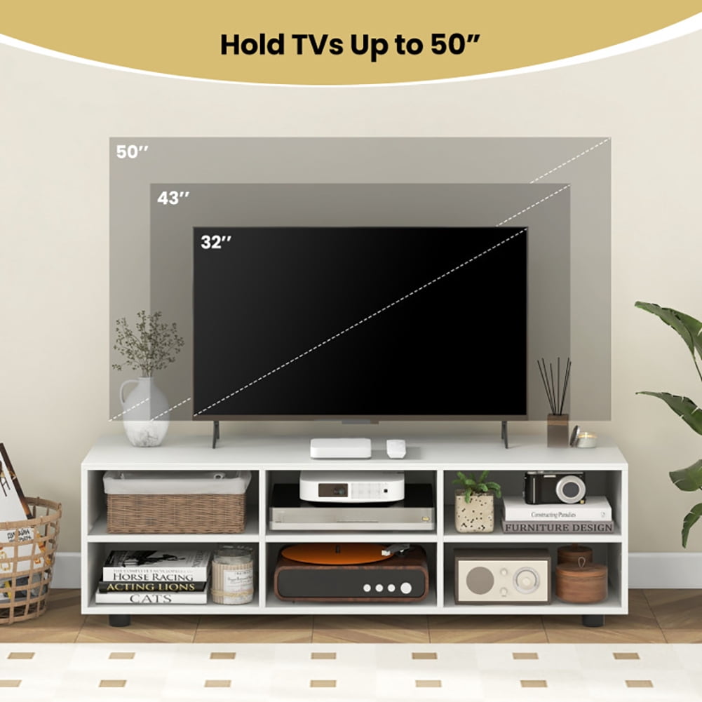 Spaco Modern Entertainment Center TV Stand for TVs up to 50 Inch, TV Stand for Indoor as Home, White
