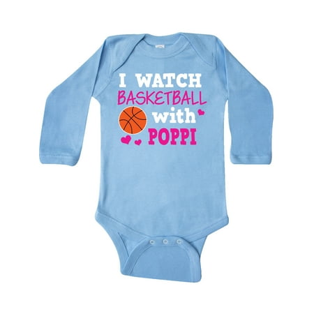 

Inktastic I Watch Basketball with Poppi Gift Baby Girl Long Sleeve Bodysuit