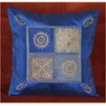 thumbnail image 2 of Blue Silk Gold Block Printing Pillow Cover/Cushion Cover From India!!, 2 of 6