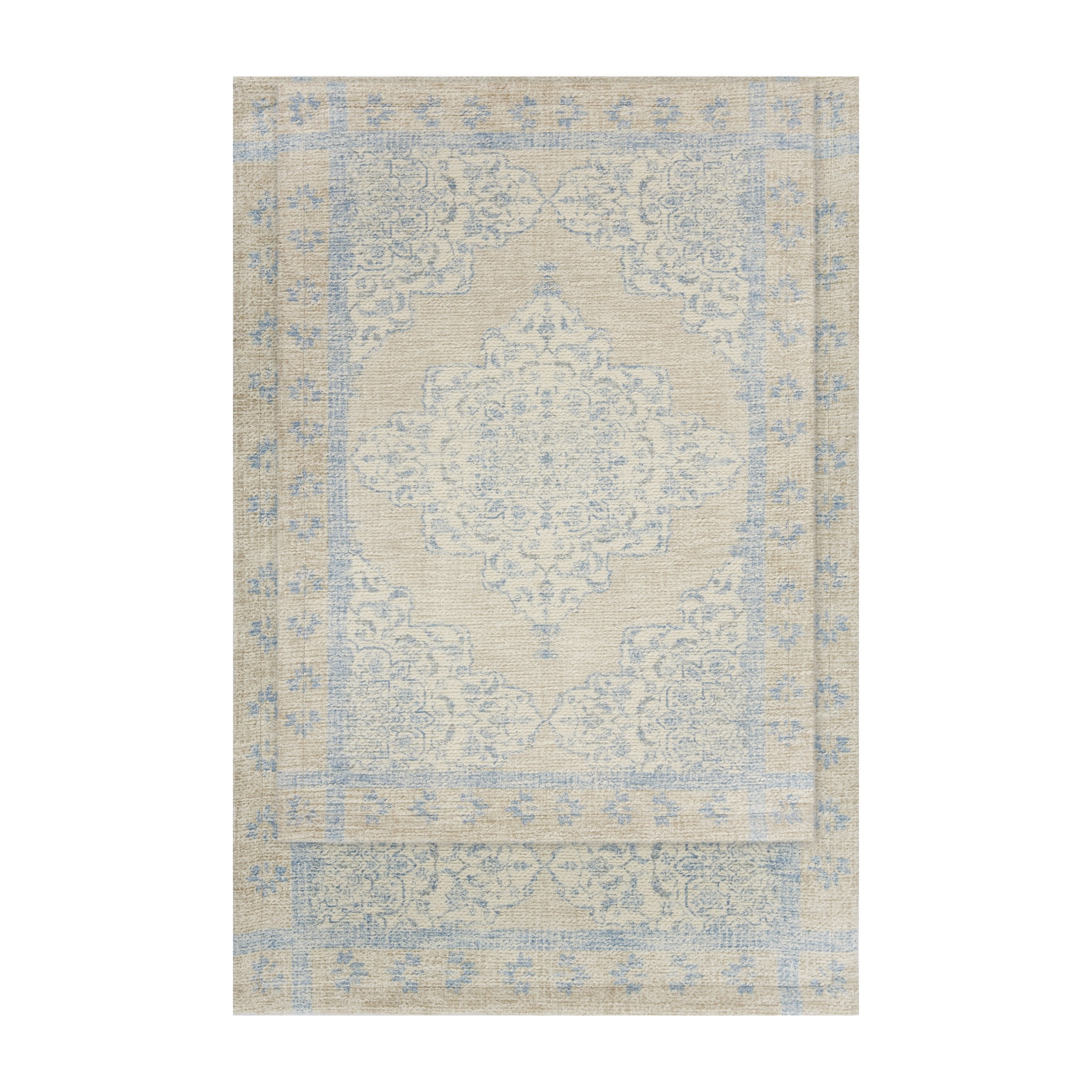 Better Homes & Gardens Beige Kaston Medallion 2-Piece Bath Rug Set, 17" x 24" & 20" x 30"
