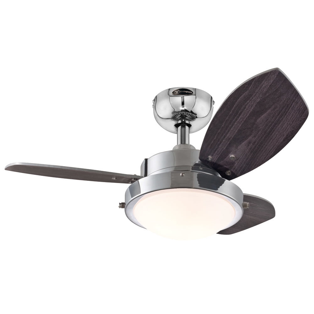 7876300 30 Chrome 3 Blade Reversible Ceiling Fan With Light Chrome 3 Blade Reversible Ceiling Fan