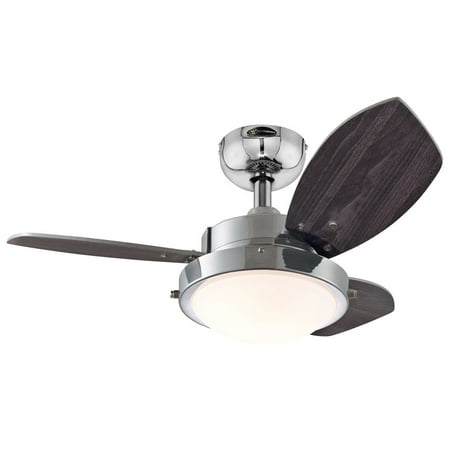 7876300 30 Chrome 3 Blade Reversible Ceiling Fan With Light