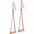 thumbnail image 2 of Stainless Steel Polished Rose Ip Twisted Bar Dangle Shepherd Hook Earrings (32 X 27.5) Made In China sre1553, 2 of 7