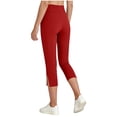 thumbnail image 4 of LJEFF Girls Split Capri Leggings with Poket, Soft Stretch Highly Elastic Tummy Control Workout & Casual Pants for Womens Red Size 14-15T, 4 of 9