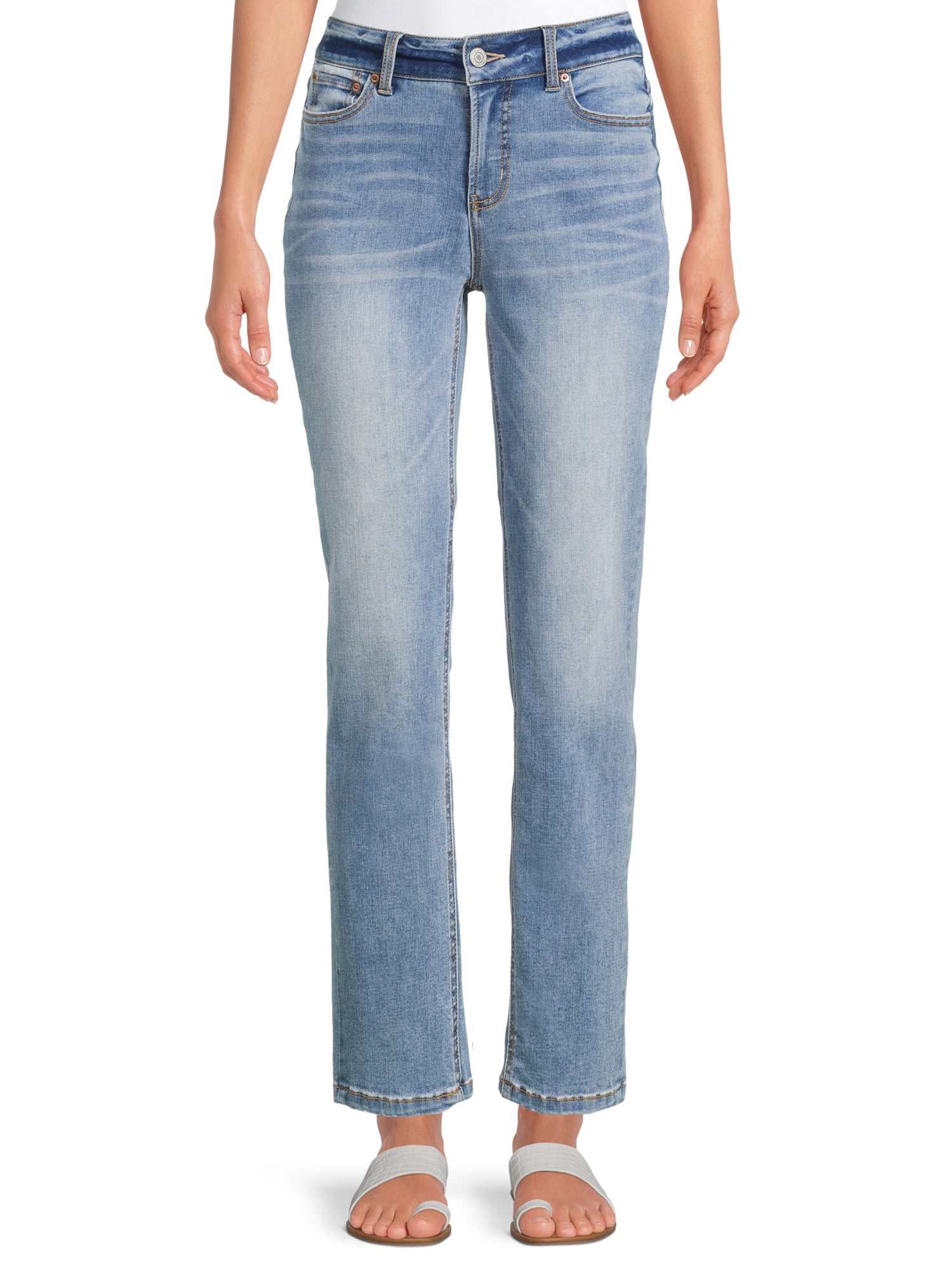 Time and Tru Women’s Mid Rise Straight Jean - Walmart.com