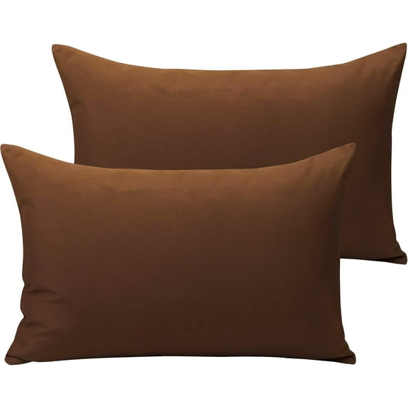 FCCAUD-Microfiber Toddler Pillowcases with Envelope Closure, 2 Pack 100% Brushed Microfiber Super Soft Travel Kids Nursery Pillow Cases, 14"x20" Fits Pillows Sized 12"x16" 13"x18" 14"x19", Brown