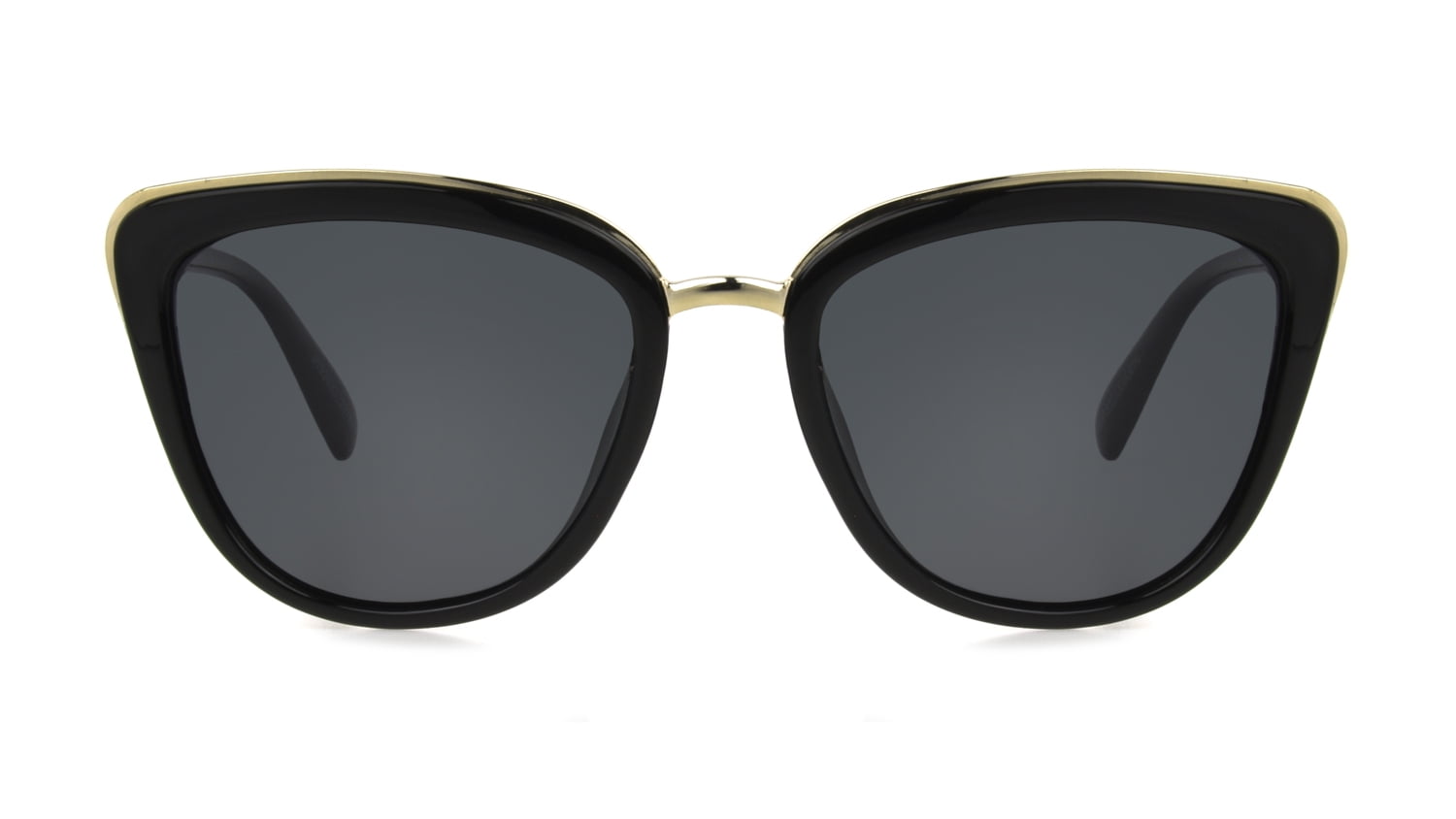 Foster Grant Black Brass Cat Eye Sunglasses w Smoked Gradient Lenses 100%UVA/UVB 