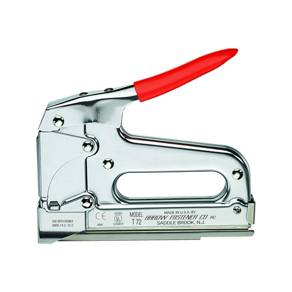 Arrow T72 Heavy Duty Wire and Cable Staple Gun, Manual Stapler for Installing Wiring for Telecommunications, Internet, and Computer Cables, uses T72 Insulated Staples CA2