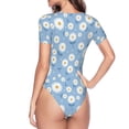 thumbnail image 4 of Naloa Daisies Flowers Women's Short-Sleeved Onesie, One-Piece Swimsuit for Parties, dates, clubs - Small, 4 of 9