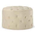 thumbnail image 1 of Open Box Maven Lane Marcy Traditional Round Ottoman in Taupe Fabric Upholstery, 1 of 7