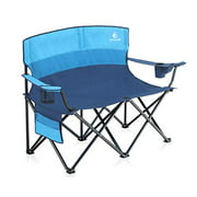 Camping Double Seat, Loveseat Heavy Duty for Adults, Folding Camping Chair with Cup Holder, Support 450lbs, Ideal for Camping, Picnic BBQ, Beach, Travel, Festival