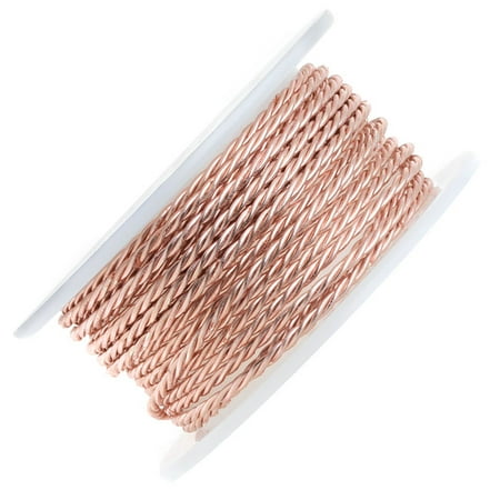 Brass Twisted Wire - Artistic Wire, Twisted Craft Wire 18 Gauge Thick, 2 Yard Spool, Rose Gold Color