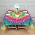 thumbnail image 3 of Colorful Rainbow Tie Dye Spiral Pattern Square Tablecloth,Waterproof Square Table Cover,Wipeable Spillproof Washable Table Cover for Home Kitchen Party Decor 52"x52"(132x132cm), 3 of 6