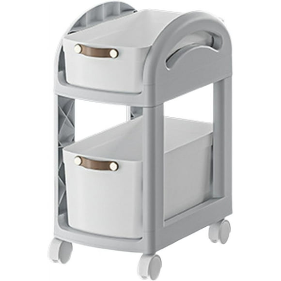 Rolling Cart with Wheels Mobile Shelving Large Capacity Fruit Vegetable Basket Utility Cart for Laundry Living Room Household, 2 Layer Gray