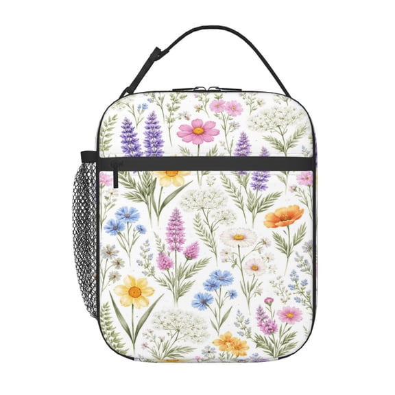 Watercolor Wildflower Lunch boxs Portable Thermal Lunch Bags