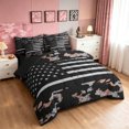 thumbnail image 2 of Manfei Patriotic US Flag King Bedding, Mid Century US Flag King Bed in a Bag, Gray Coral, Black Reversible, 7-Piece, 2 of 6