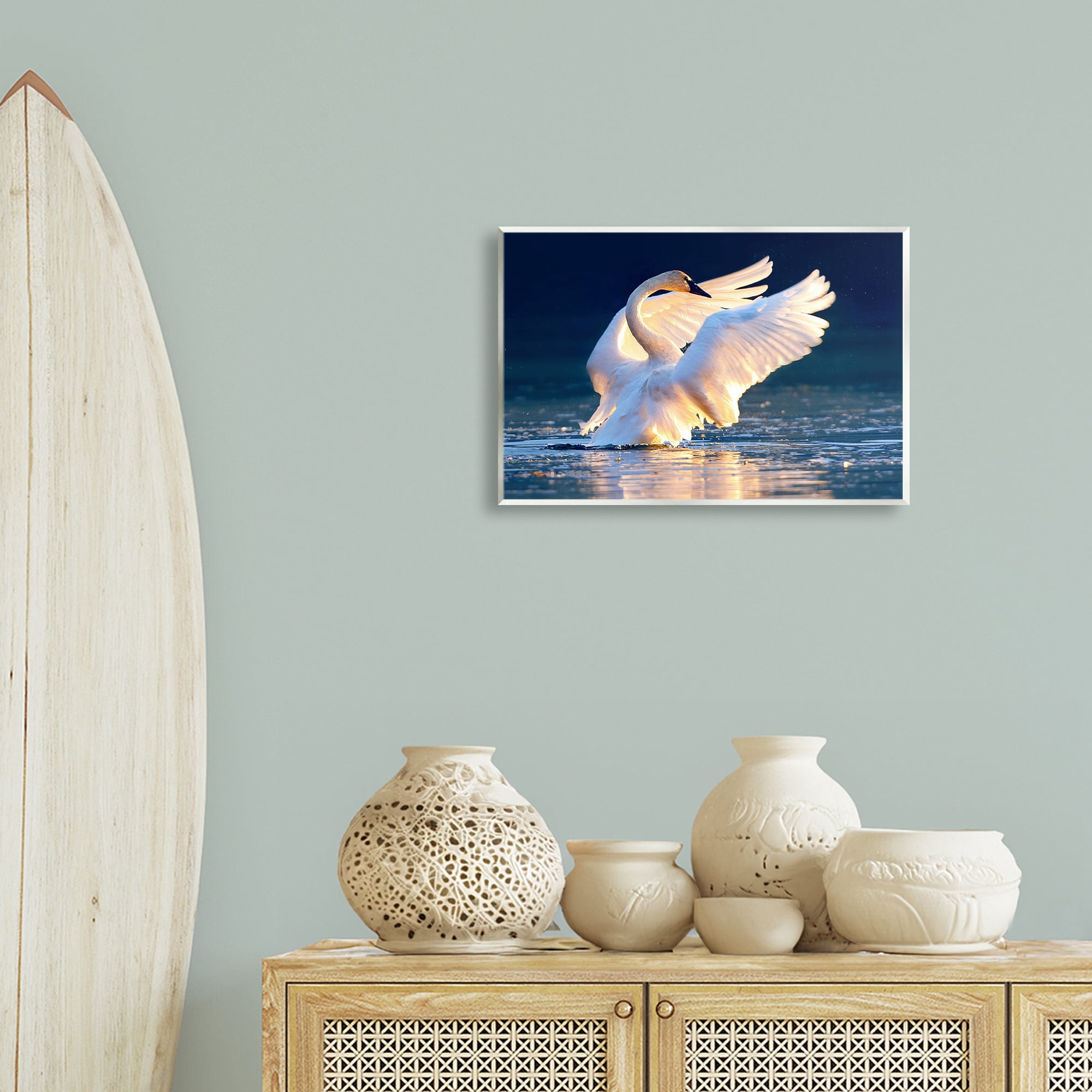 Stupell Industries Sunset Symphony Swan Animals Photography Unframed Art Print Wall Art, 19 x 13