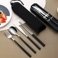 thumbnail image 3 of 4pcs Portable Travel Cutlery Set with Suitcase 18/10 Stainless Steel Reusable Flatware Set(Black), 3 of 4
