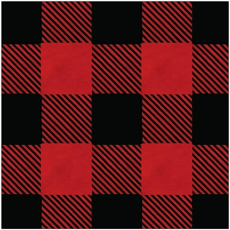 Disposable Paper Party Napkins, Red Buffalo Plaid, Dinner Size, 75-Count