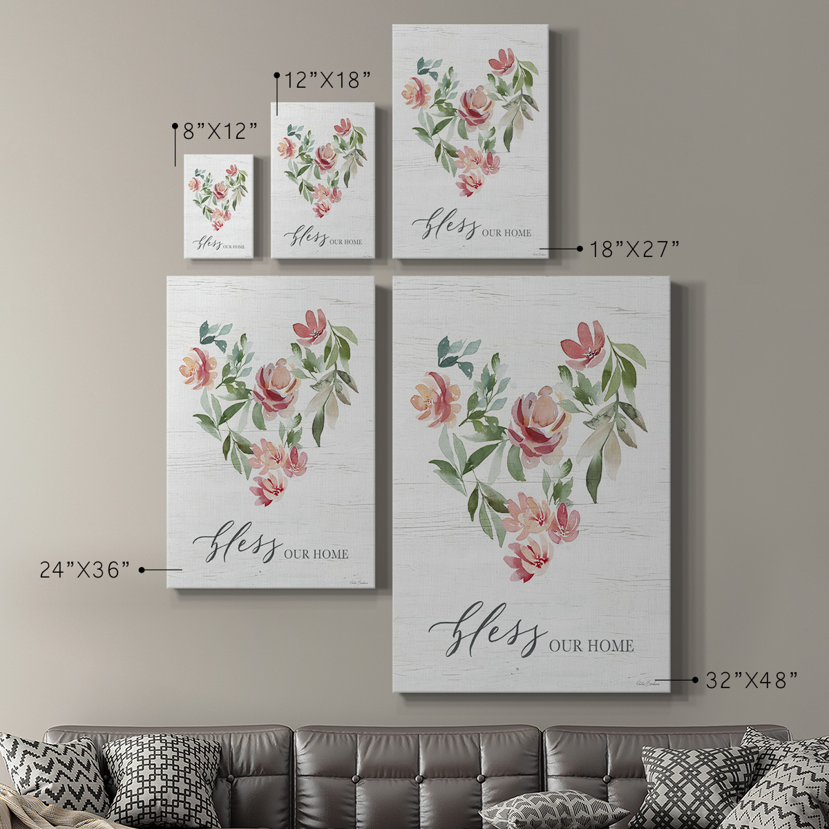 Paradise Floral Heart Premium Gallery Wrapped Canvas - Ready to Hang