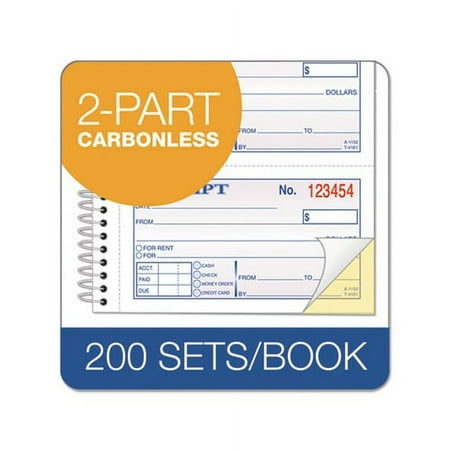 TOPS, Carbonless 2-Part Money Receipt Book, 200 / Each, Canary, White, TOP4161