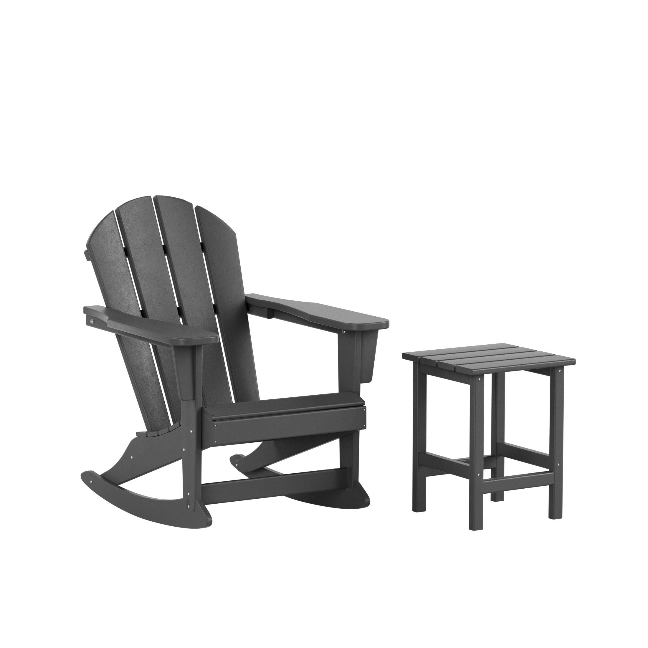 GARDEN 2-Piece Set Plastic Outdoor Rocking Chair with Square Side Table Included, Gray - image 2 of 11