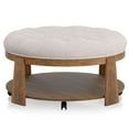 thumbnail image 2 of Furniture of America Scandi Wood Round Coffee Table in Natural and Beige, 2 of 6
