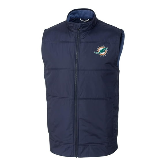 Men's Cutter & Buck Navy Miami Dolphins Big & Tall Stealth Full-Zip Vest