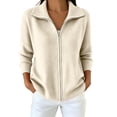 thumbnail image 2 of KICILVS Sweater Jacket for Women Full Zip Collared Ribbed Cuffs Knit Coat Plain Casual Fall Winter Trendy Outerwear, 2 of 5