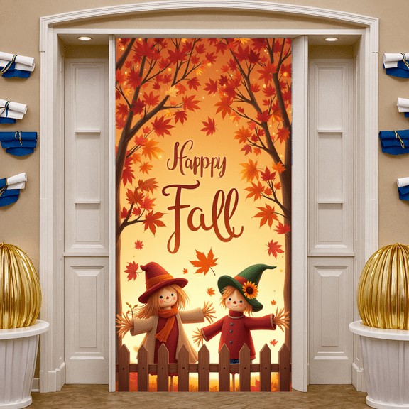 Autumn Theme Happy Fall Y'all Seasonal Banner for School Decoration Outdoor Event Kids Celebration