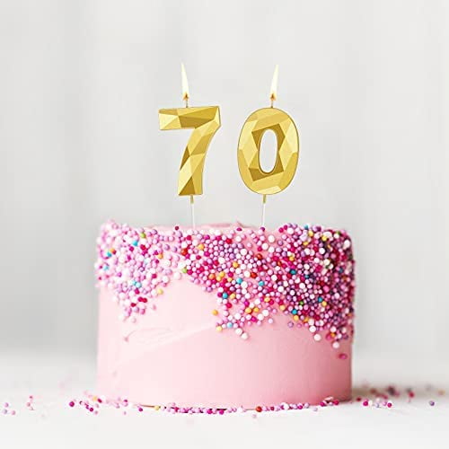 Bougies Chiffre 40 Anniversaire BBTO | Forme Diamant 3D, Or | Décoration Gâteau Célébration