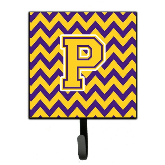 Carolines Treasures CJ1041-PSH4 Letter P Chevron Purple and Gold Leash or Key Holder Single Hook multicolor