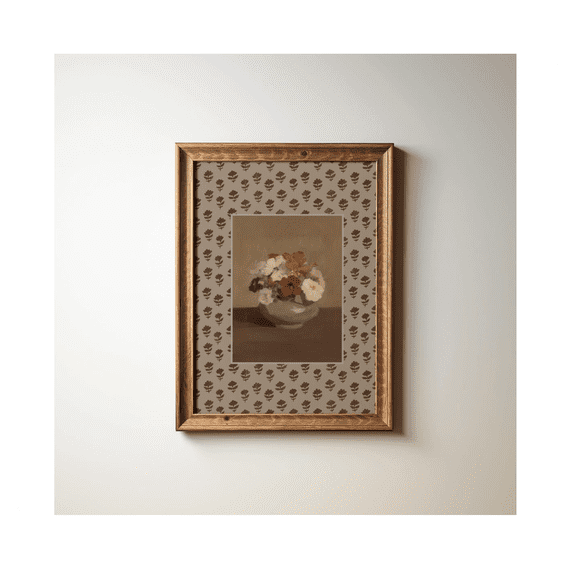Blockprint Botanical Wall Art Print Cottagecore Preppy Autumn Floral Decor Home Decor