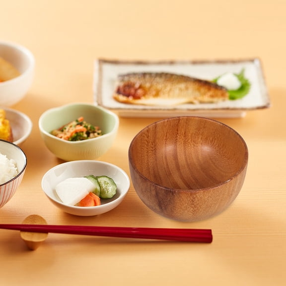SOPOTUTU Large Wooden Salad Serving Bowl, Wood Bowl Set for Family Dining, Kitchen and Table Use