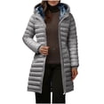 thumbnail image 2 of Purcolt Womens Lightweight Puffer Jacket Hooded Quilted Padded Long Winter Coats Zip Up Warm Thickened Down Jacket Outerwear, 2 of 9