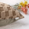thumbnail image 4 of REGALWOVEN Pack of 2 Faux Fur Soft Plaid Decorative Throw Pillow Covers Square Plush Pillowcase Brown 12" x 20", 4 of 6