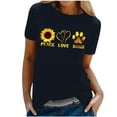 thumbnail image 1 of Pompotops Femmes Décontracté Été Imprimé Manches Courtes Col Rond Ample T-Shirt Blouse Hauts, 1 of 8
