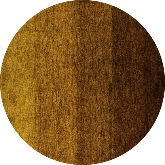 Ahgly Company Indoor Round Abstract Yellow Modern Area Rugs, 5' Round