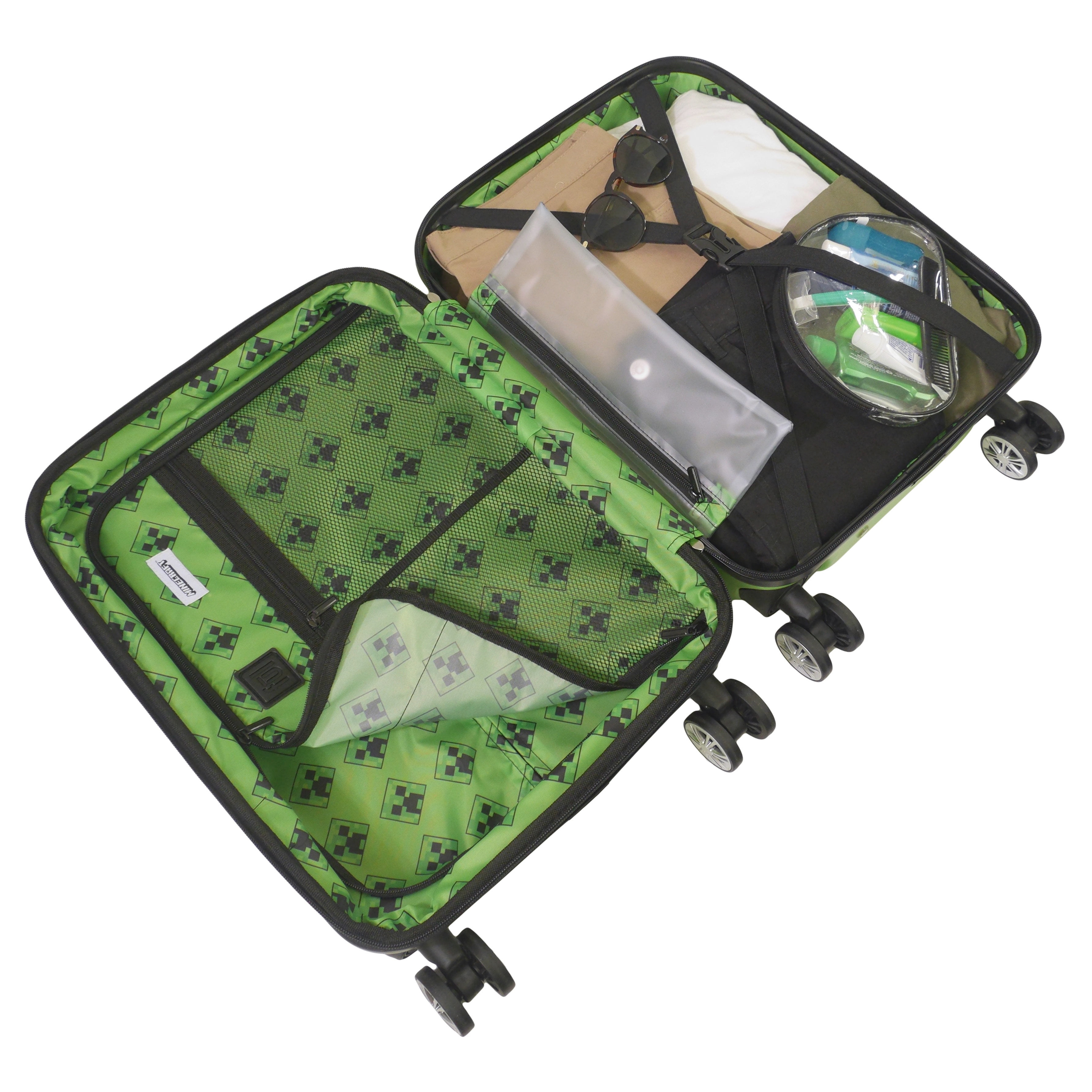 Minecraft Carry On Suitcase, Kids and Adult Travel Luggage with Hard Shell, Creeper