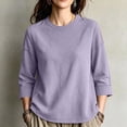 thumbnail image 2 of SETOOFF 3/4 Length Sleeve Womens Tops Crew Neck Waffle Knit Casual Shirts Loose Fit Pullover Blouses Soft Stretchy Daily Wear Tops for Women Spring Summer Fall, 2 of 9