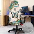 thumbnail image 4 of SCRAWLGOD Bohemian Flower Butterfly Blue Beige 4 PCS Gaming Chair Covers Slipcovers Stretchy Gaming Chair Cover Set Anti-Dust Office Desk Chair Cover with Armrest Covers, 4 of 7